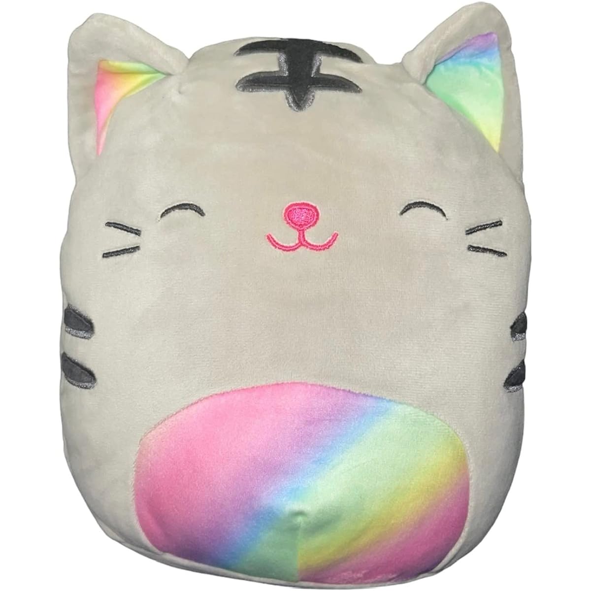 Squishmallow Official Kellytoy Plush Pet Squad Dog Cat Bunny Frog Squishy Soft Stuffed Animals (Grey, Tully Tabby Cat (Rainbow Belly/Ears), 8 Inch)