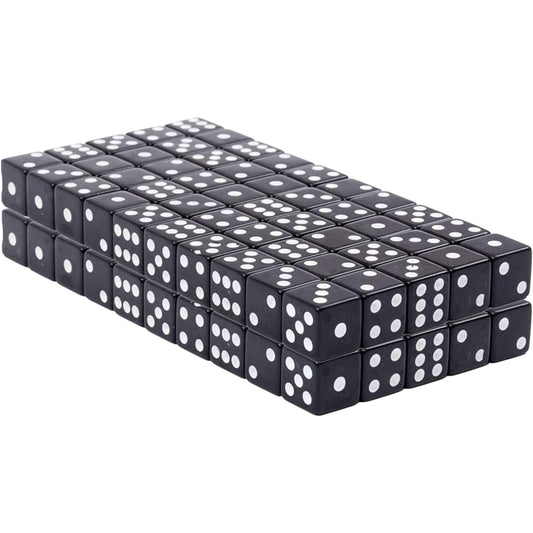 Regal Games 6-Sided Opaque Gaming Dice, Standard 16mm Size (100 Dice), Black