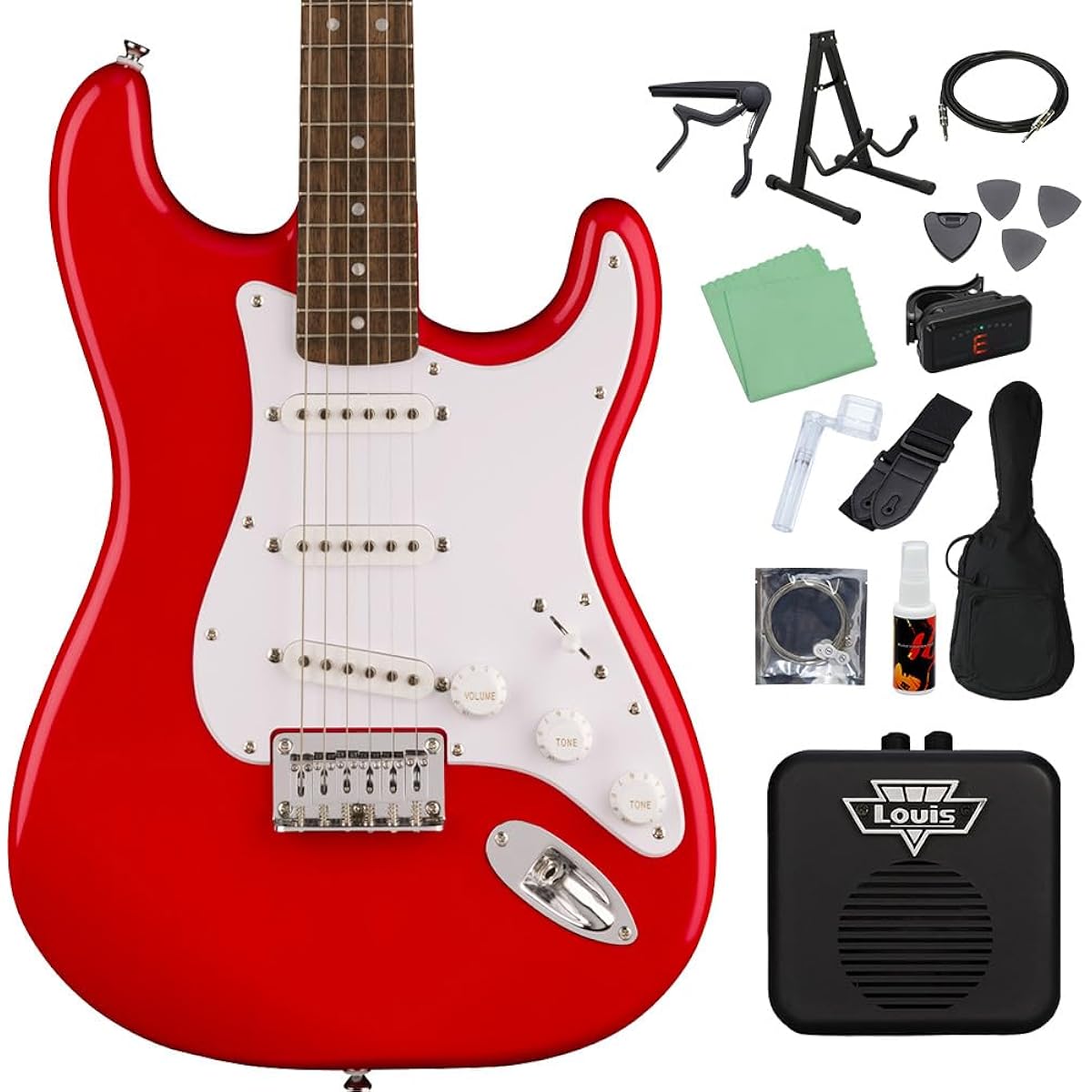 Squier by Fender SONIC STRATOCASTER HT Torino Red 14-piece electric guitar beginner set [with mini amp] Stratocaster Hardtail Squier/Squier
