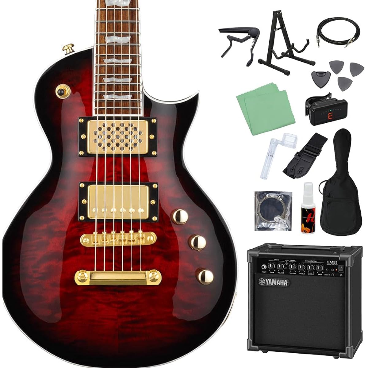 GrassRoots G-EC-MINI Black Cherry Electric Guitar Beginner 14-piece Set [Includes Yamaha Amplifier] Mini Guitar GrassRoots