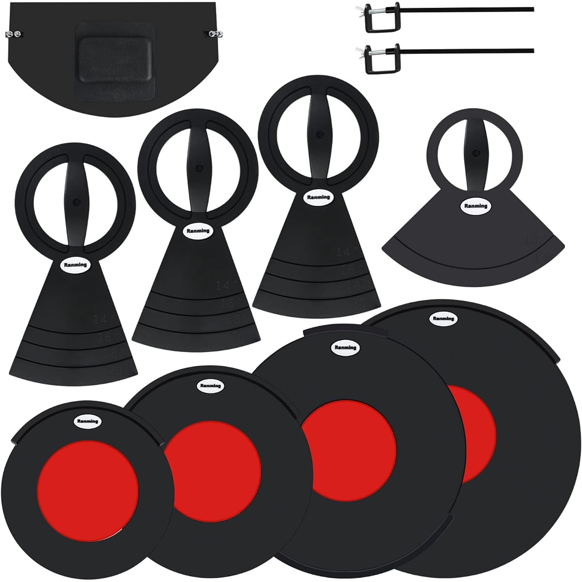 RANMING Mute Pad Drum Set Mute Prepack Double Layer Drum Pad Mute Eliminate Sustain and Effectively Reduce Volume by 90% 10/12/14/16 Inch Bass Drum Mute 1 Piece Cymbal Mute 4 Pieces
