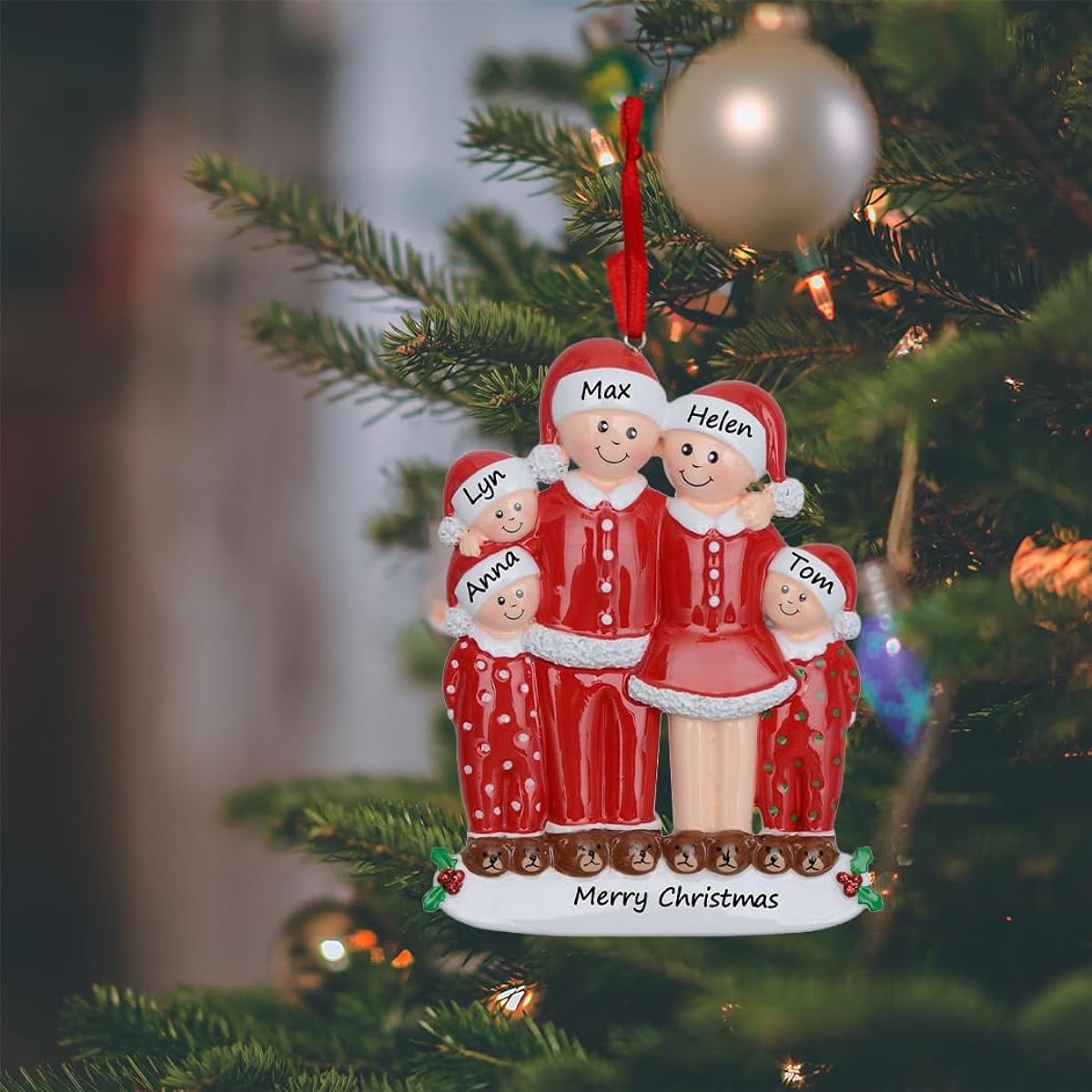 Personalized Family of 5 Christmas Ornament - Family Christmas Ornaments 2022 - Durable Resin Christmas Tree Decorations