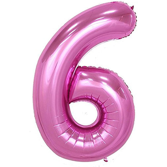 (Number 6) - Pink Number 6 Balloon, 40"