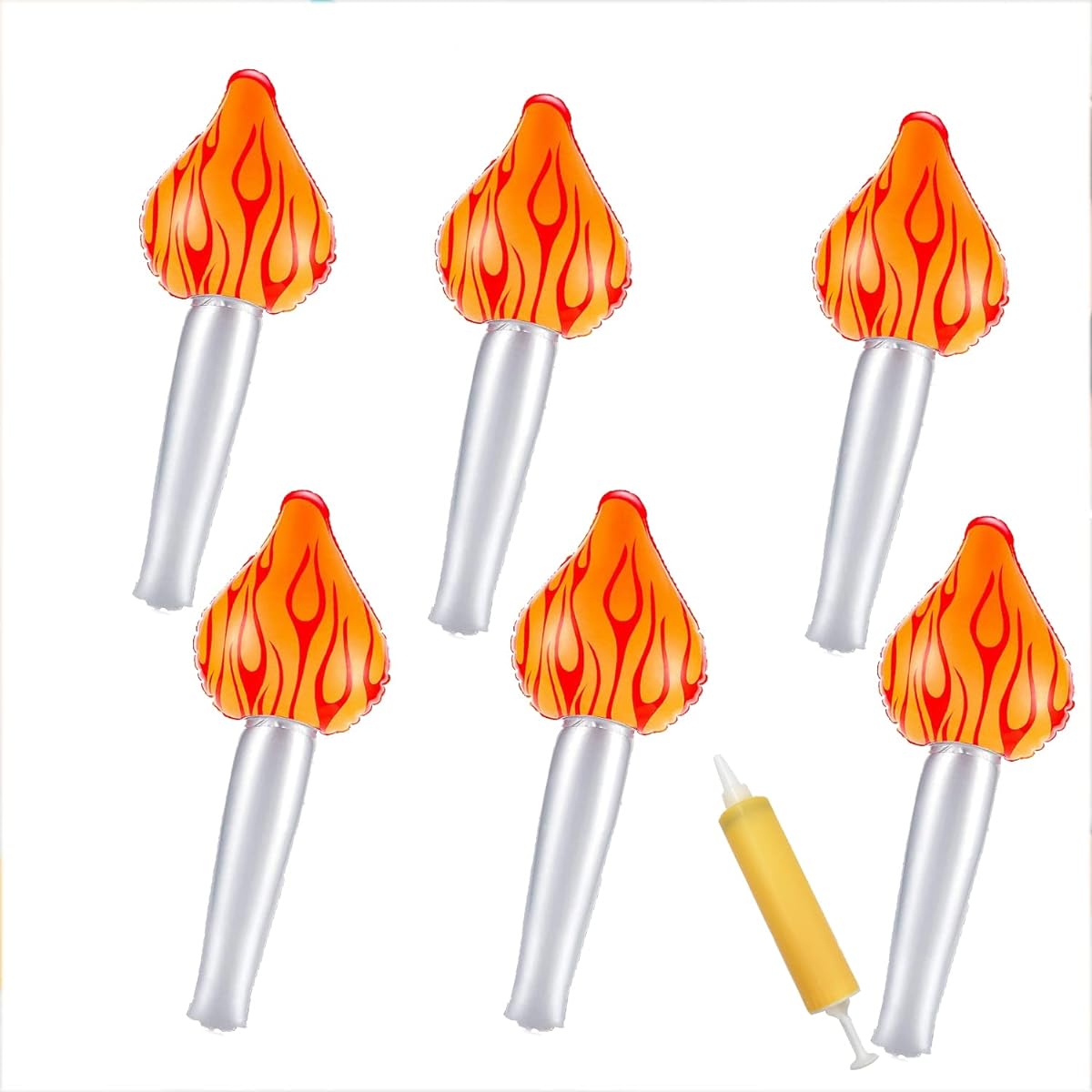 Darovly 6 Pieces Inflatable Torch Fun Torch with 1 Pump for Party Decorations, Sports Competitions, Halloween Cosplay, Gifts and Rewards