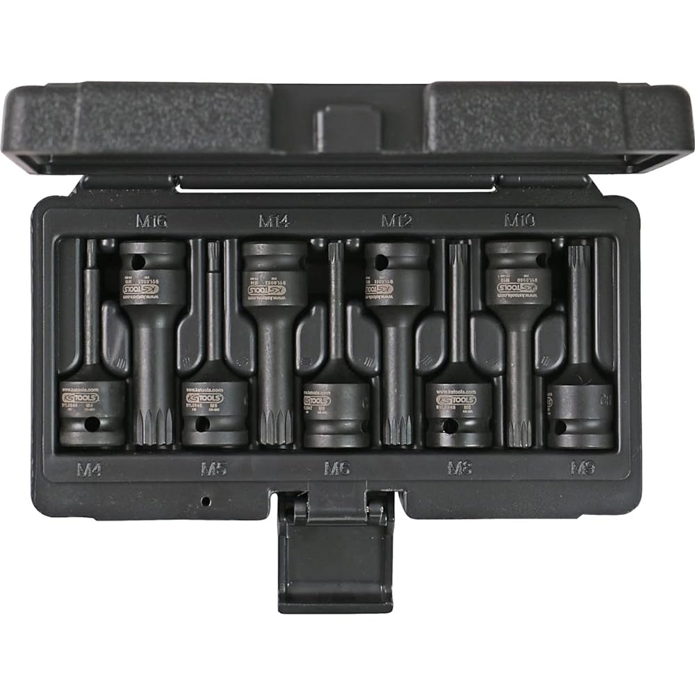 KS TOOLS 1/2" Impact bit socket set for spline(XZN) screws 9 pcs 911.0944