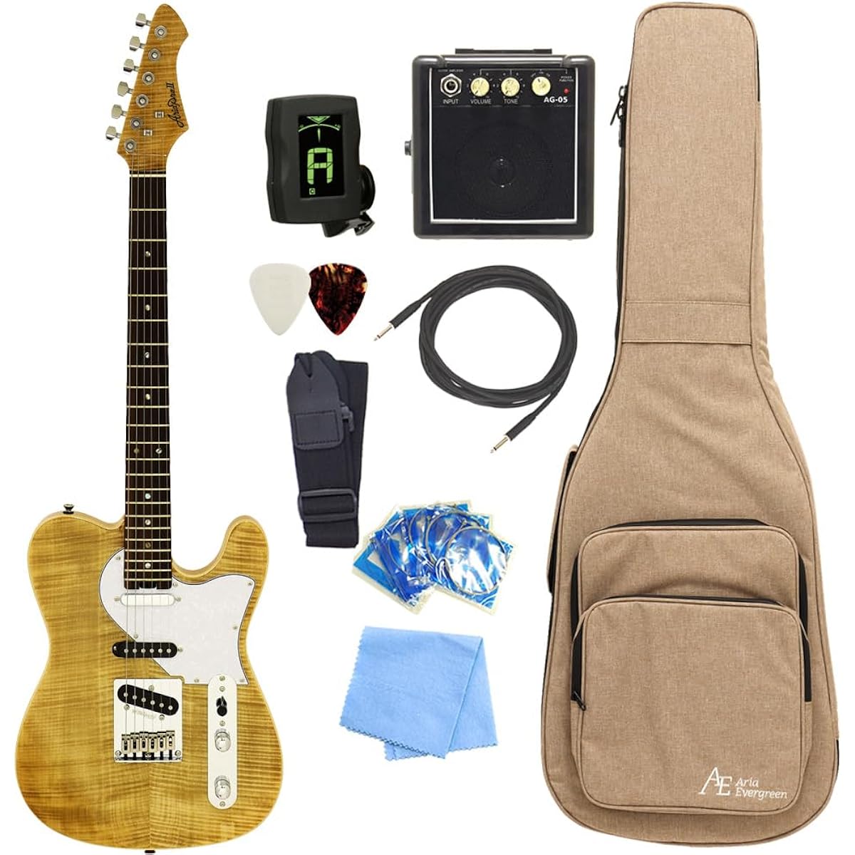 Electric guitar beginner set Aria Pro II 615-AE200 YG Aria 9-piece set with mini amp [98765]