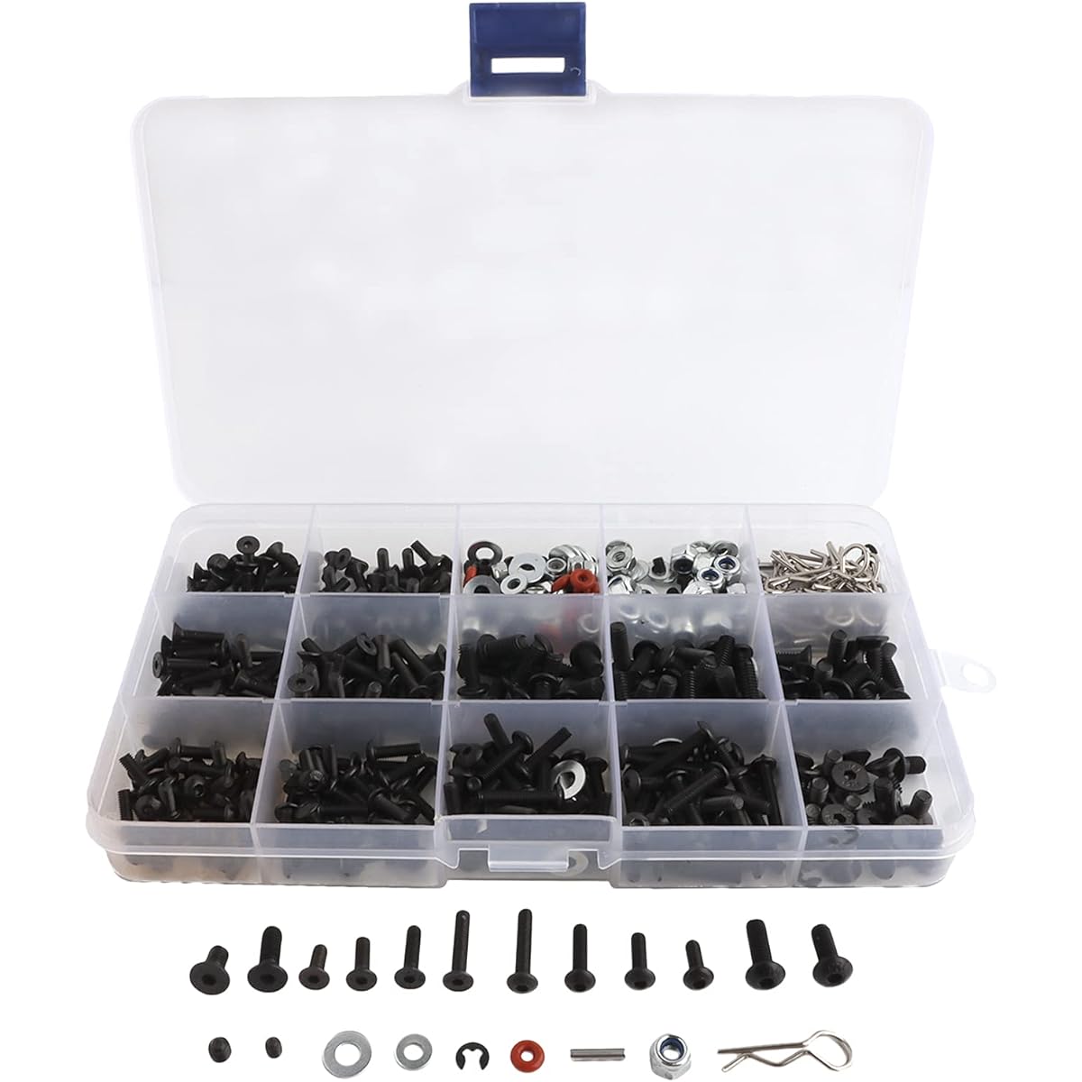 GDOOL 500Pcs Universal RC Screw Kit Screw Assortment Set M3 M4 Hardware Fasteners for Traxxas Axial Redcat HPI Arrma Losi 1/8 1/10 1/12 1/16 Scale RC Car Truck Crawler