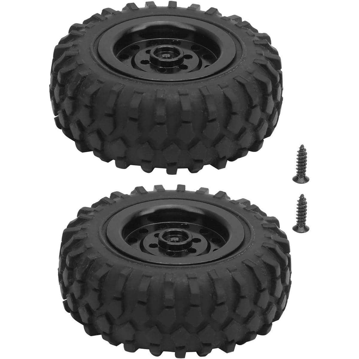 Drfeify 55mm/2.2inch 1/10 Scale Rubber Tire & Wheel Rim Anti-Skid Fit for WPL D12 Model Parts (Black BL)