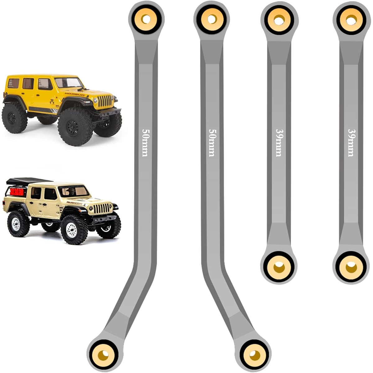 OGRC SCX24 High Clearance Link Half Set-4 Front High Clearance Link for Axial SCX24 C10 AXI00001/JLU AXI0002/Bronco AXI0006/Gladiator AXI0005 RC Crawler Car Parts (Dark Gray)