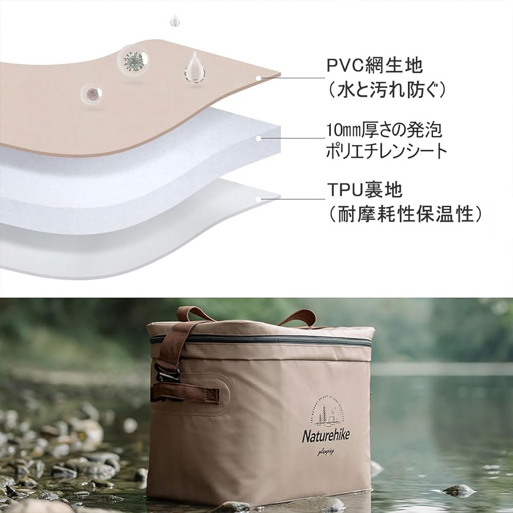 Naturehike Thermal Ice Pack Cooler Box, Large Capacity, Soft Cooler, Long Cold/Warm Retention Time, Cold Bag, Handheld and Shoulder Bag, Washable PVC Bag Included, Change, Lunchbox, Great for Camping, etc.