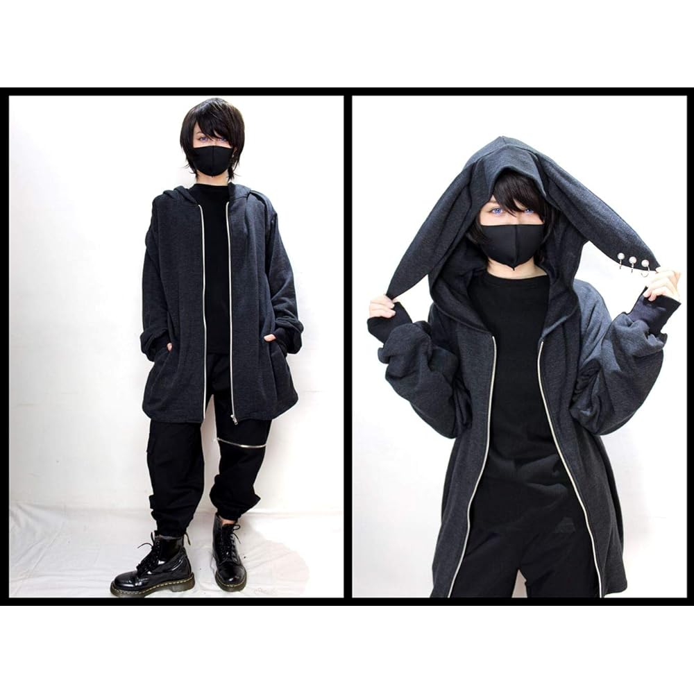 [ROSEATE] Rabbit Ears with Earrings † Soft Zip Parka Roseate Thin Long Length Made in Japan Men's Women's Rabbit