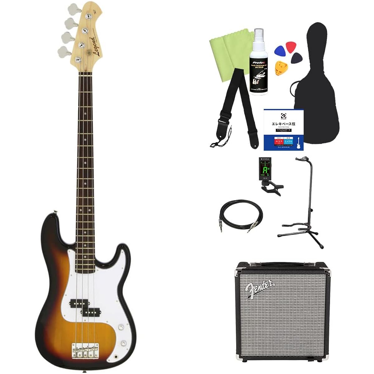 LEGEND LPB-Z Bass Beginner 12-piece Set [Fender Amplifier Included] 3TS P-Bass Type Legend
