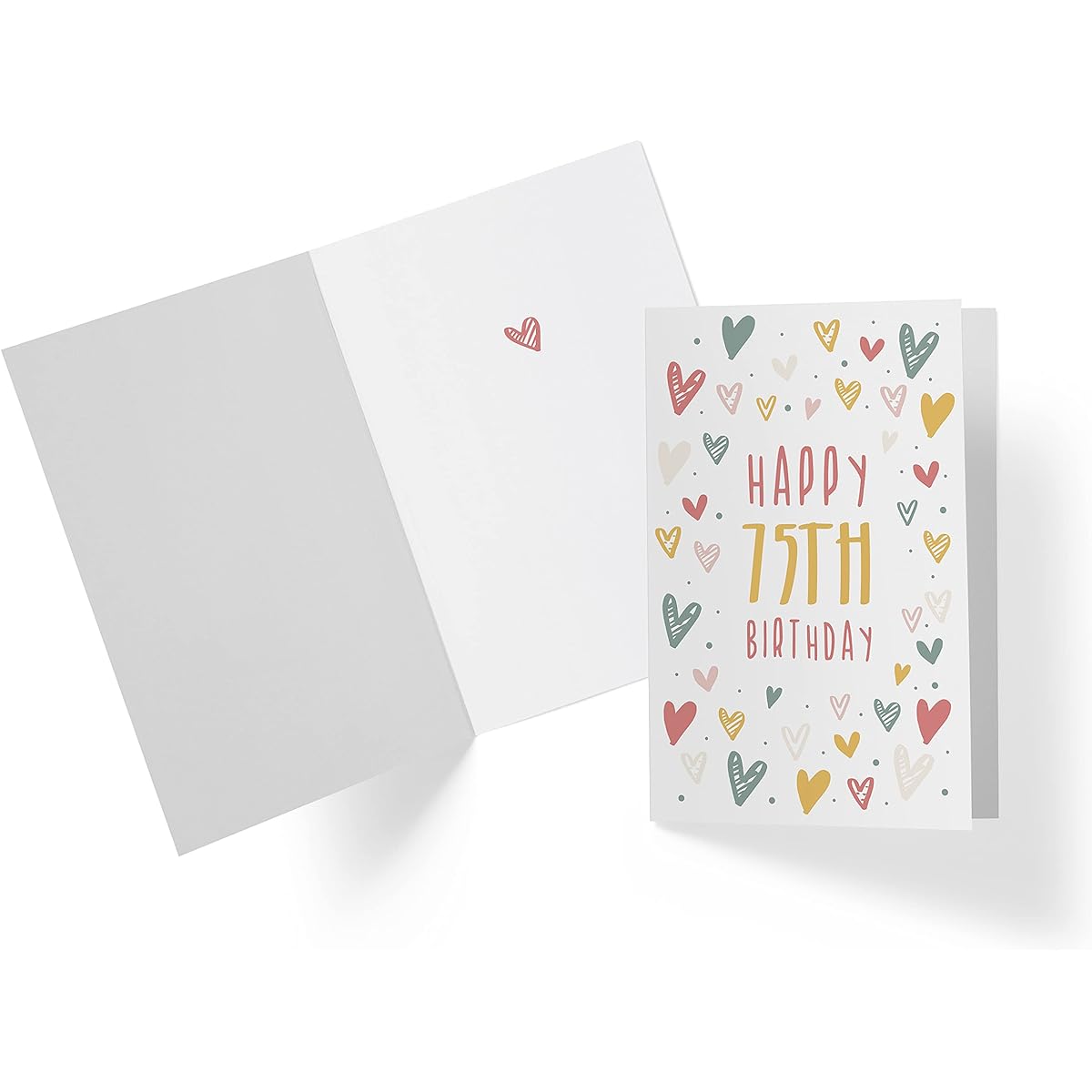 75th Birthday Card for Him and Her – 75th Anniversary Card Dad Mom – 75th Birthday Card for Brothers and Sisters Friends – 75th Birthday Card for Men Women | Carteaux Heart Doodle