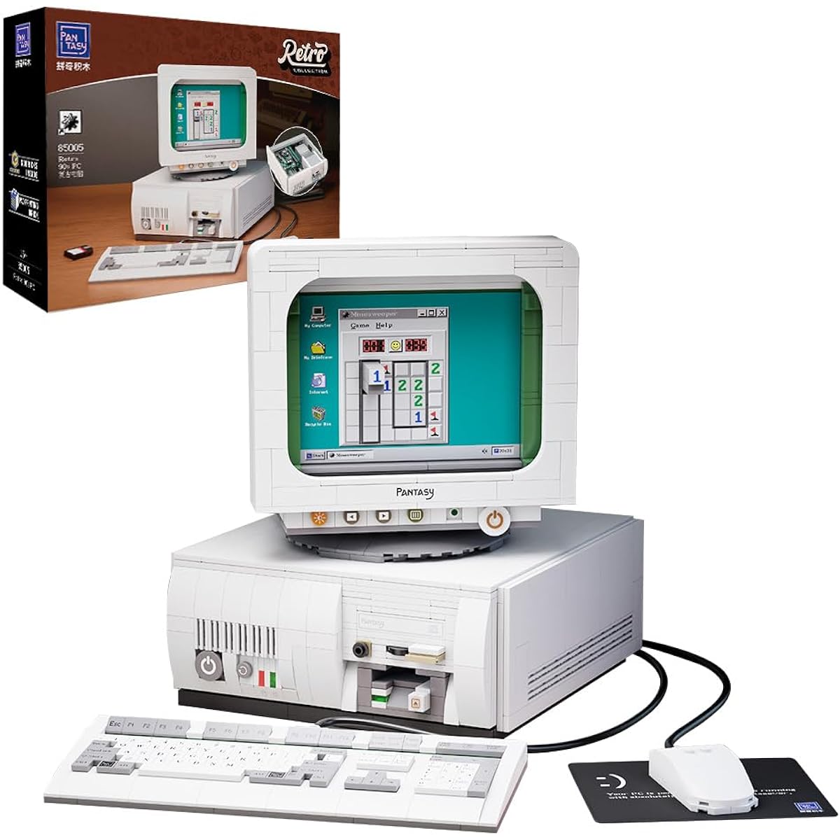 BRICKKK PANTASY Computer Building Set for Adults: Building Kits for Adults, Collectible Retro Computer Display Model Building Blocks, Creative Hobbies, Unique Gift Ideas