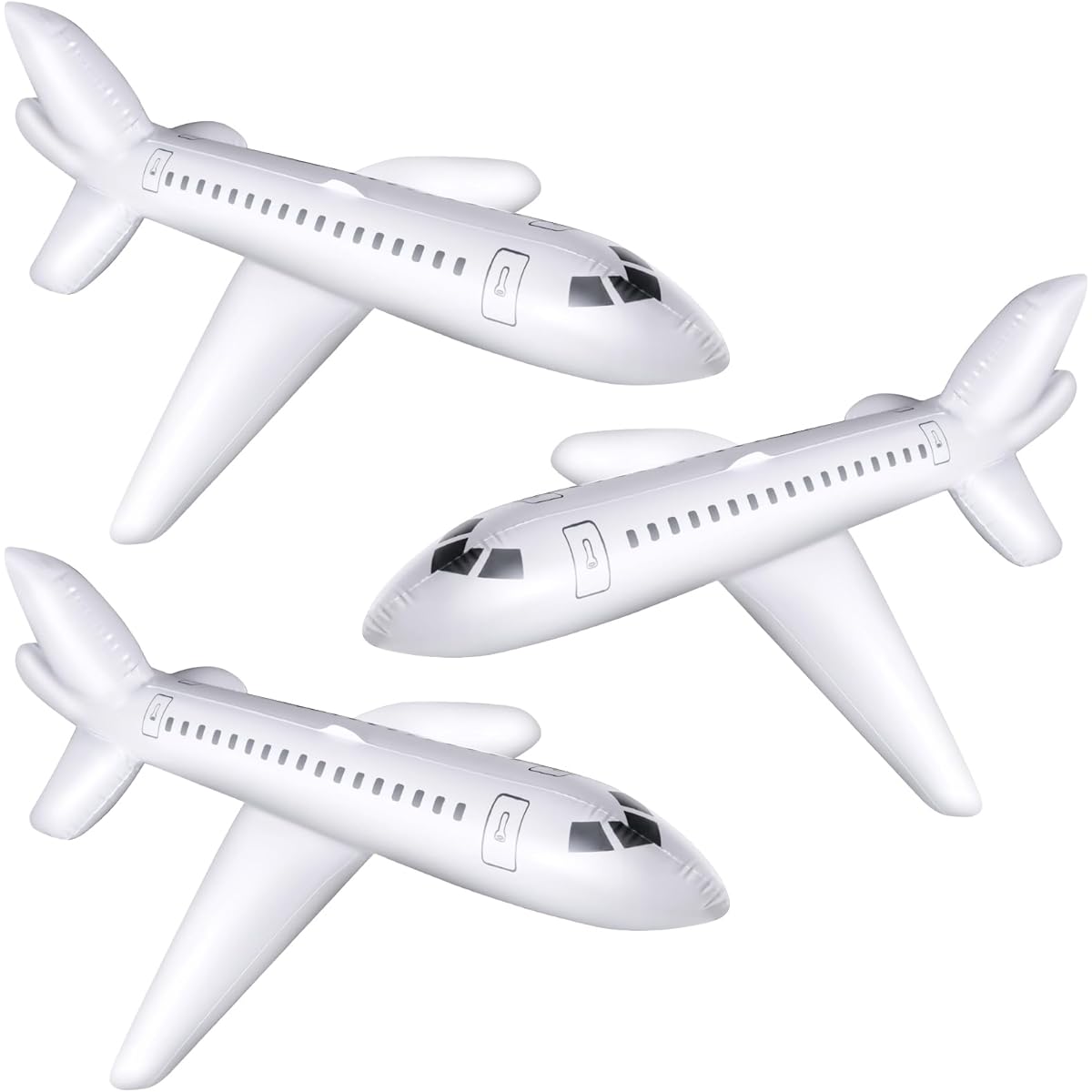 Syhood 40" White Large Inflatable Airplane Balloon Inflatable Plane Aviation Theme Airplane Inflatable Outdoor Kids Birthday Party Gift Swimming Pool Decoration Toys (6pcs)