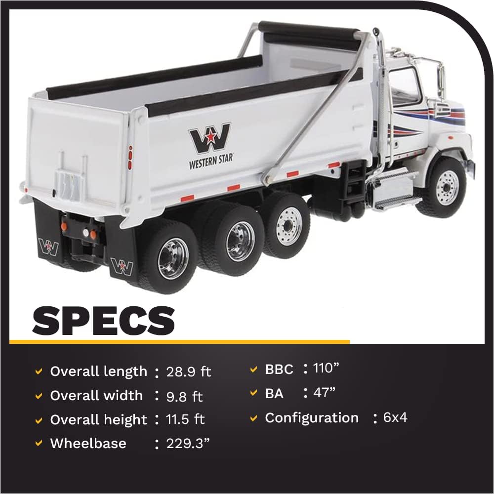 DIECAST MASTERS Western Star 4700 SB Dump Truck White Cab/White Dump Body