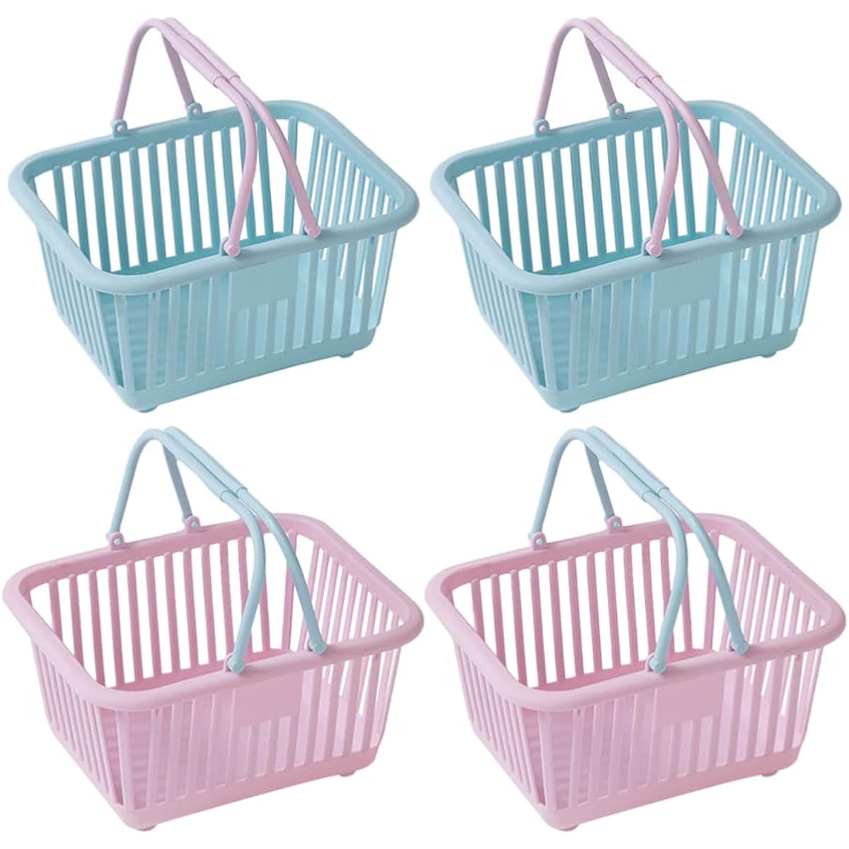Toddmomy 4pcs Mini Shopping Baskets for Kids Plastic Shopping Baskets with Handles Small Grocery Basket Picnic Basket for Boys Girls Toddlers Pretend Play Toys