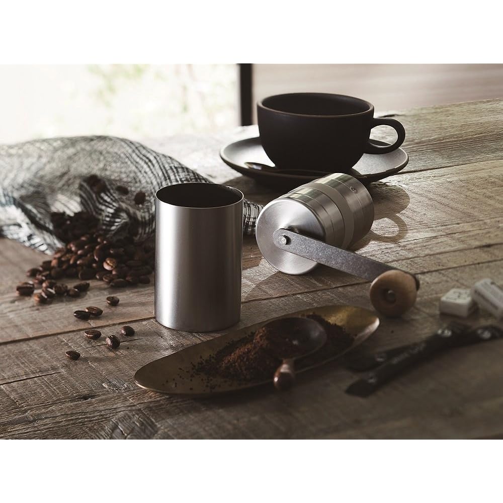 bonmac Bonmac Coffee Mill Ceramic Hand Mill CM-02S Silver Size: Main body only: Diameter 5.4 x Height 15.1cm, When equipped with handle: Width 13.2 x Height 17.9cm