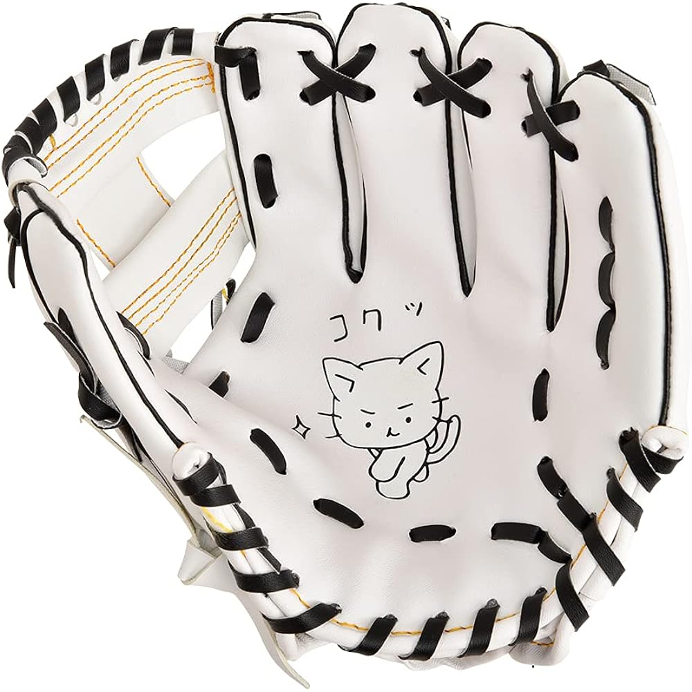 Cat Pitcher x GP Baseball, Children's Glove, Soft Ball Included, For Elementary School Lower Grades, 9 Inches, White, Right-handed/Left-handed pitcher