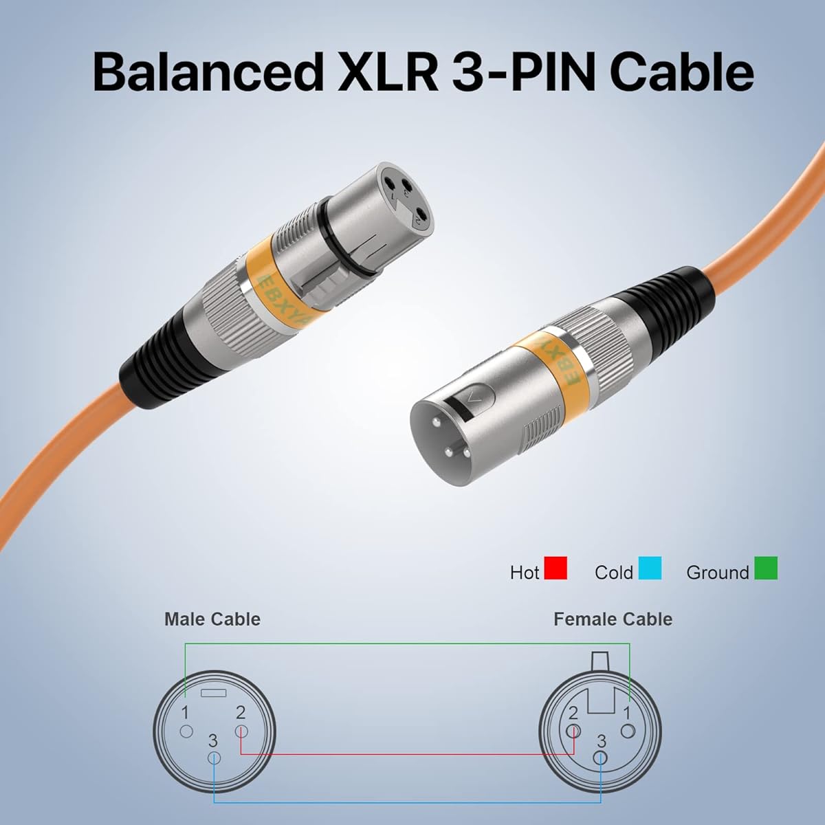 EBXYA XLR Cable 15ft 4 Pack Premium Balanced DMX Cable with 3 Pin XLR Male to Female Microphone Cable