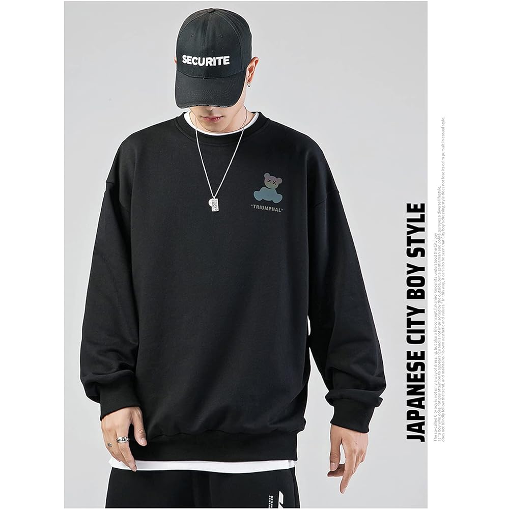 [FEISEDY] Sweatshirt Men's Pullover Large Size Long Sleeve T-Shirt Men's Autumn/Winter Men's Parka Round Neck All Match A8002