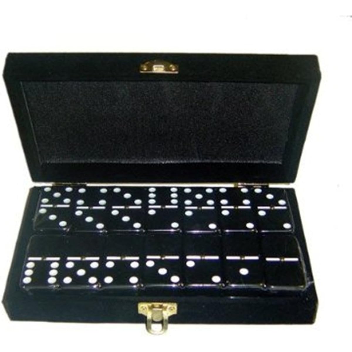 [Marion] Marion Domino Double 6 Black Jumbo Tournament Professional Size w/Spinners in Elegant Black Velvet Box. MC-919 [Parallel Import]