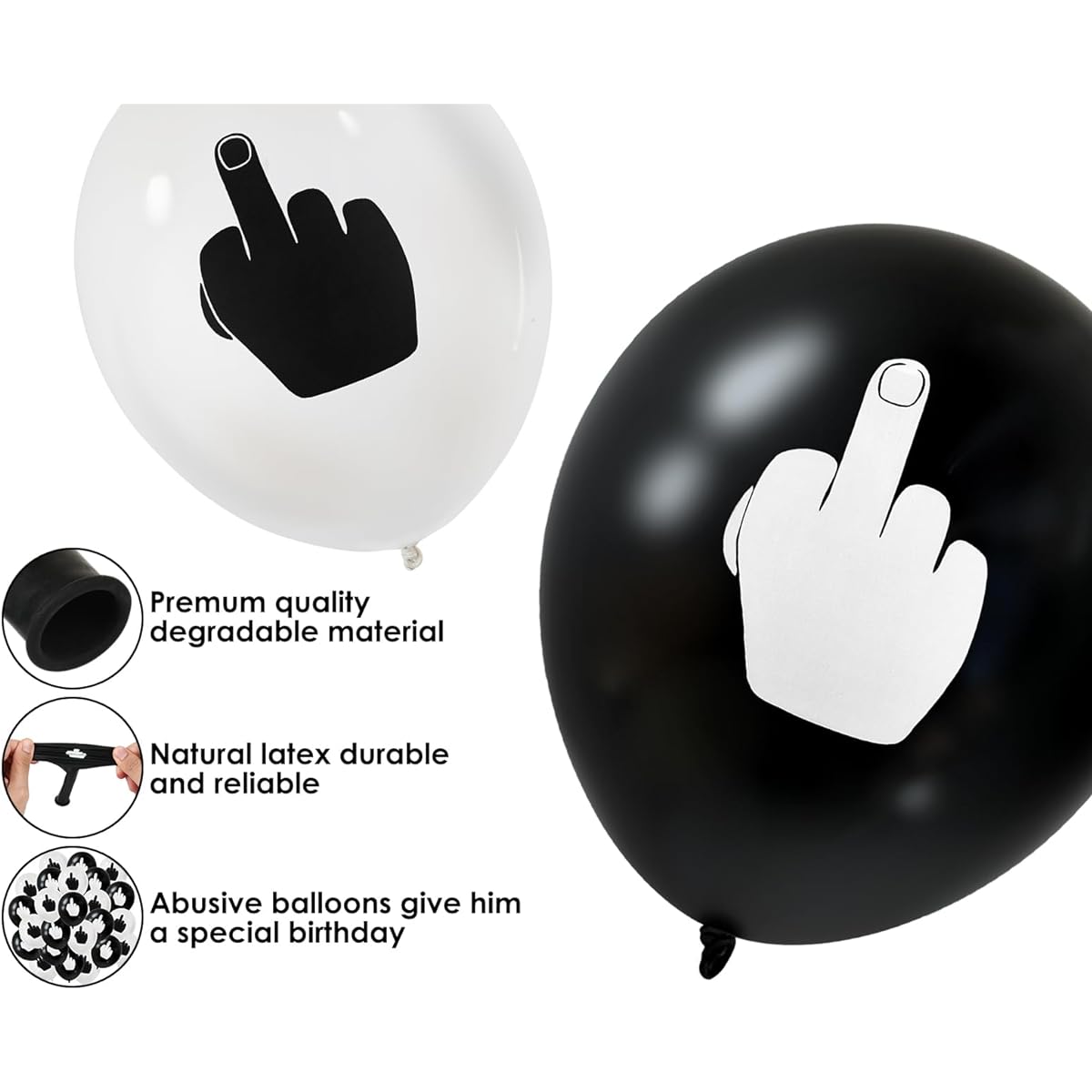 DS. DISTINCTIVE STYLE Middle Finger Balloons 12 Inch Latex Balloons Set of 24 Party Balloons Funny Birthday Decorations for Men and Women