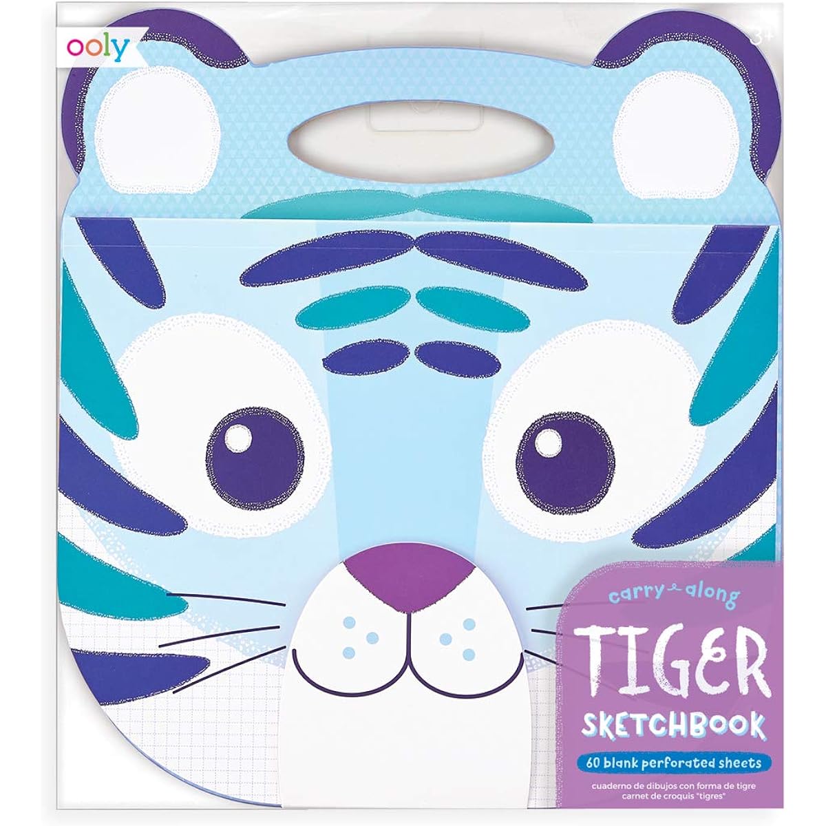 OOLY Carrie Ang Sketchbook Kids Animal Themed Art Book 60 Sheets Blank Perforated Sheets 9" x 7" Tiger