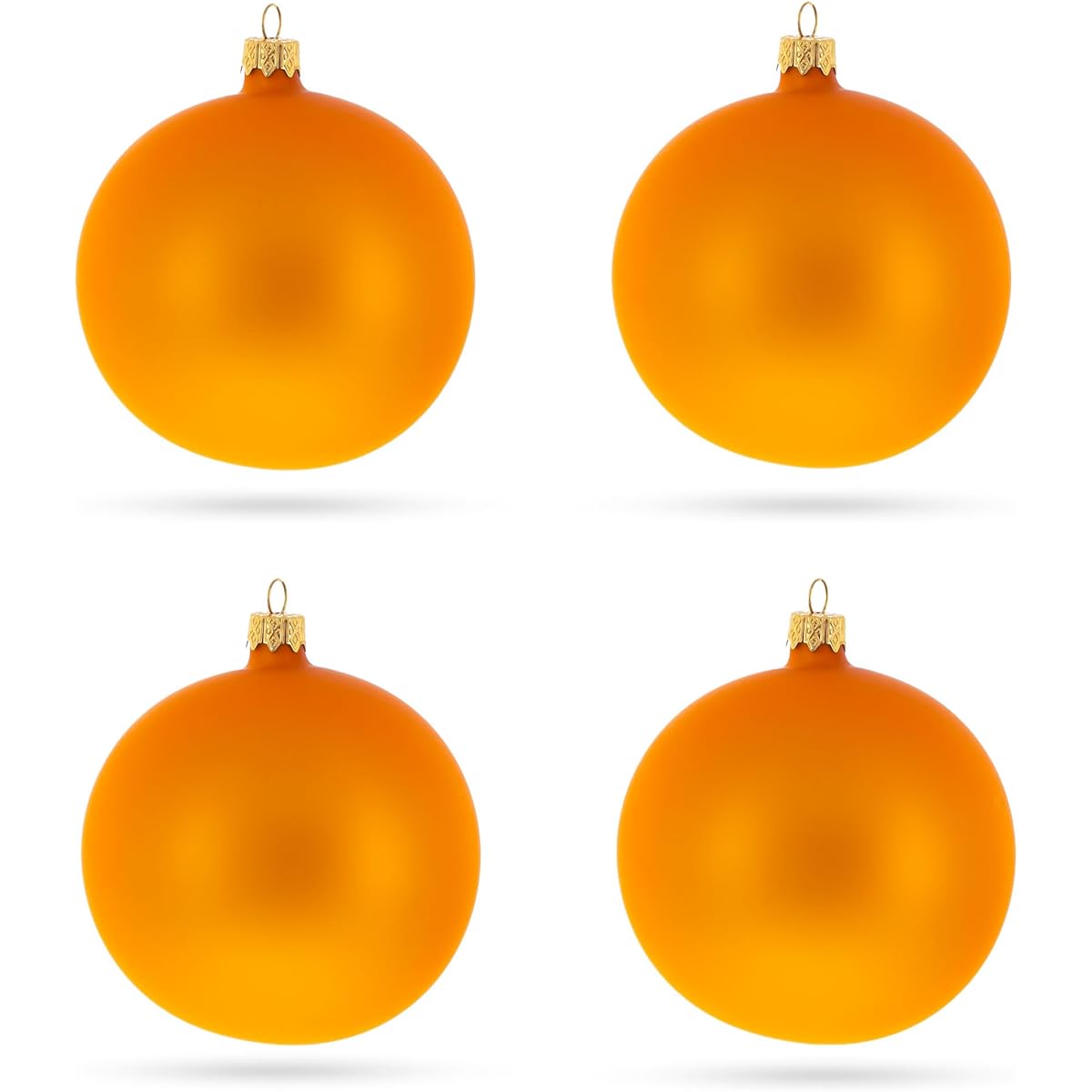 Set of 4 Orange Matte Glass Ball Christmas Ornaments 4"