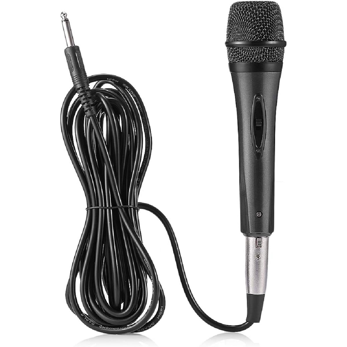 Karaoke Singing Microphone Machine, Premium Metal Dynamic Vocal Mic for Speakers, Wired Handheld Mic with On/Off Switch, 10ft Detachable Cable, Black