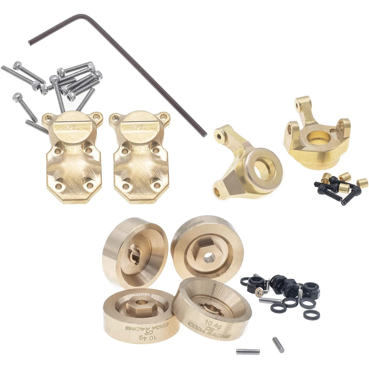 CODA RACING Brass Diff Cover Steering Knuckle & Wheel Weight Hex Adapter AXIAL SCX24 AXI90081 Upgrade for 1/24 RC Crawler Car