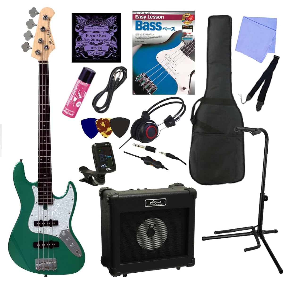 Bacchus mini electric bass introductory 13-piece set | Bacchus/WJB-mini GRM Bacchus/mini jazz bass metallic green