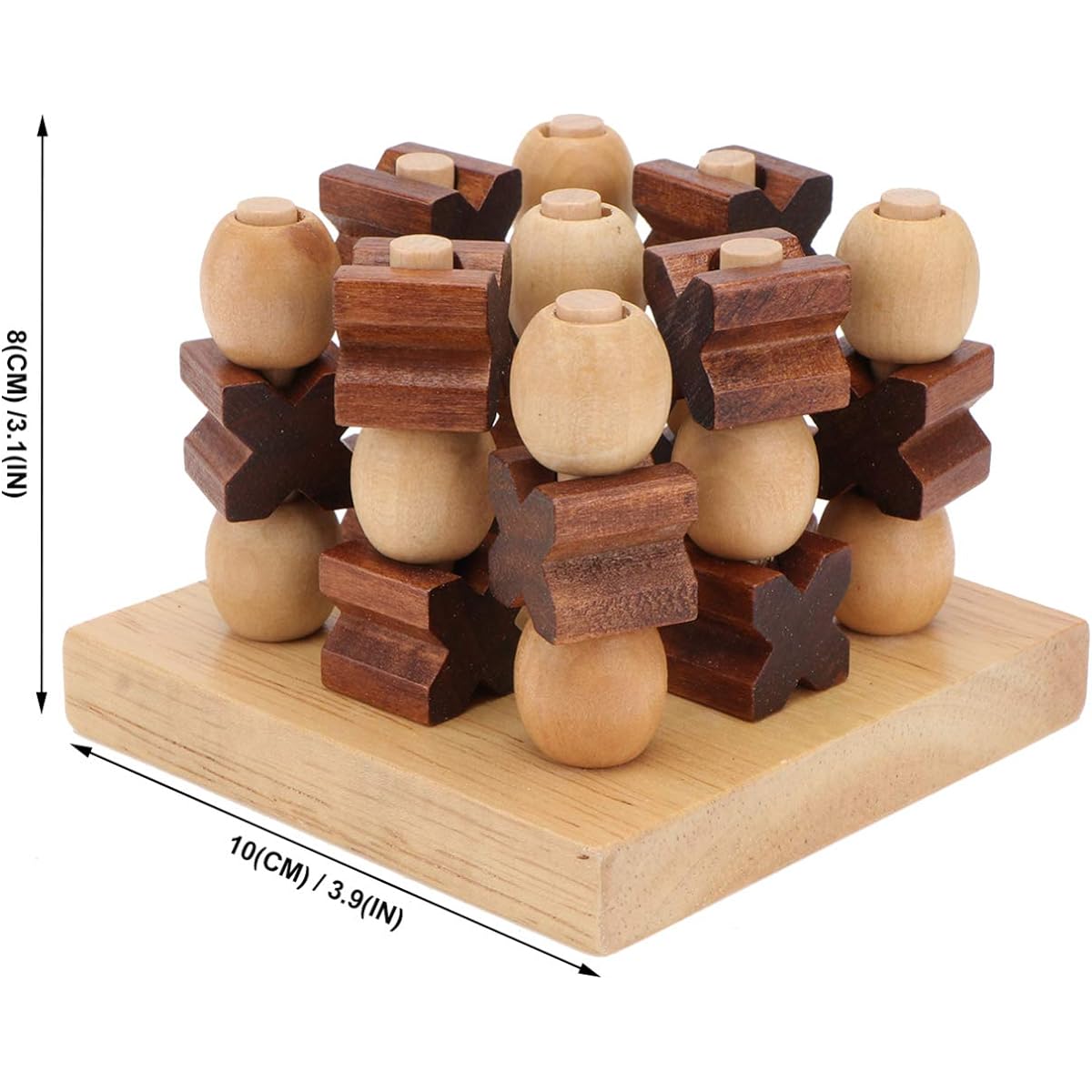 Kisangel 3D Wooden Tic Tac Toe Game Board for Kids Adults Family Tabletop Board Games Family Games Wooden Strategy Board Games 1 Set