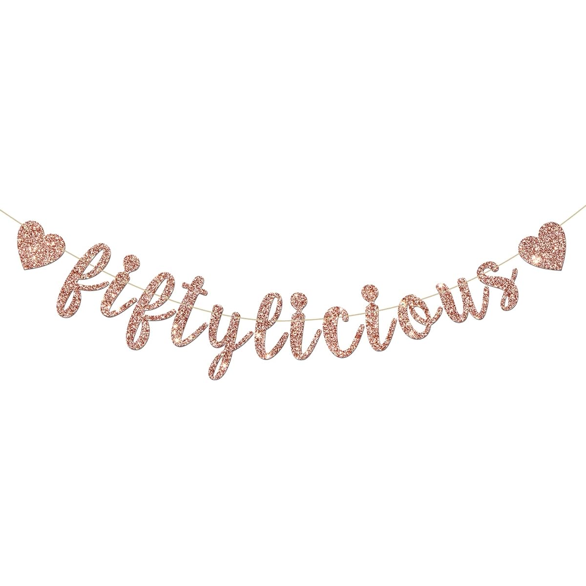 INNORU Fiftylicious Banner - Happy 50th Birthday Party Decor - Cheers to 50 Years Party Decoration Supplies Rose Gold Glitter