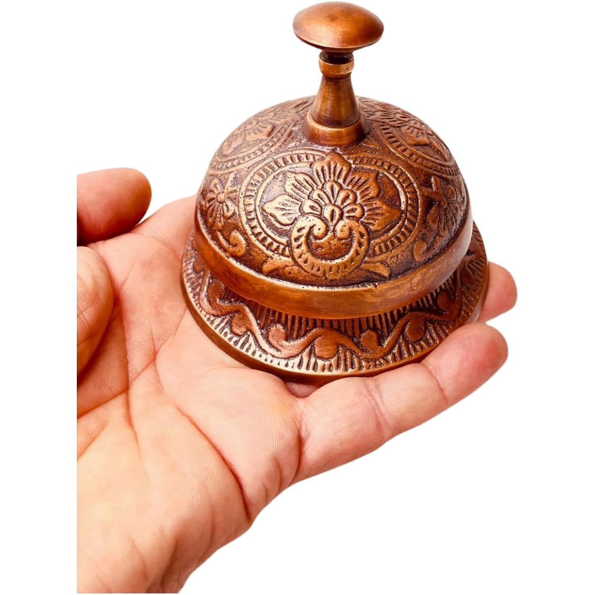 Vintage Brass Desk Bell - Victorian Style Table Service Call Bell Dinner Bell for School Home Office Gift (3.5" Boss Bell)