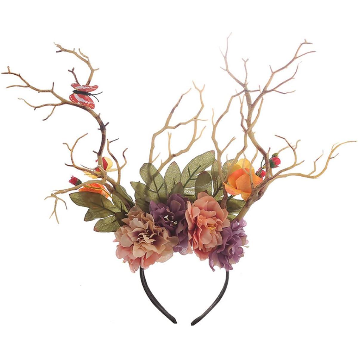 GALPADA Deer Antler Flower Reindeer Ears Headband Reindeer Antler Hair Clip Deer Antler Headband Crown Headband 2pcs