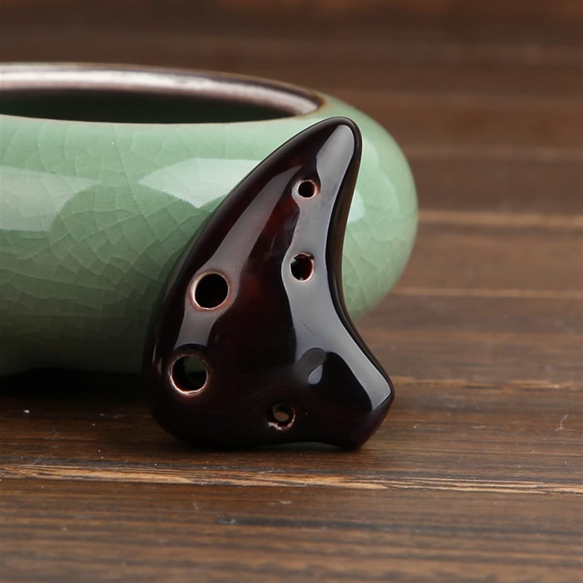 Cracked/Painted Craft Ceramic Ocarina 6 Holes High Pitch D Tone Mini Ocarina Musical Instrument Ocarina Instrument (2)