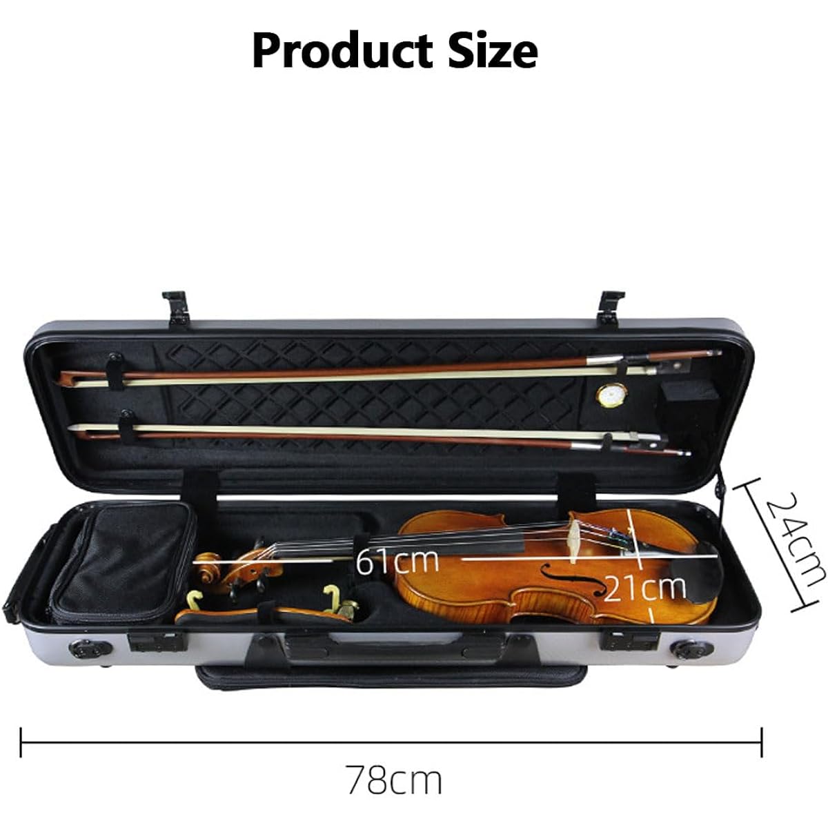 Violin Case Carbon Fiber Hard Shell for Full Size 4/4 Violin Easy to Carry Comes with Carrying Strap, Cover and Music Bag Strong Handle Multicolor,White