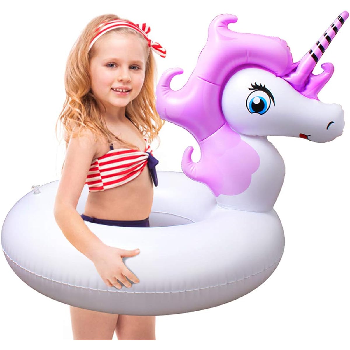 Giant Unicorn Pool Float, Inflatable Outdoor Swimming Pool Float Raft Lounger Candy Pegasus Floating Lounge Toy for Adults & Kids 87 Inch