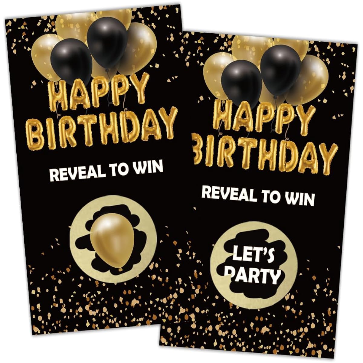 REWIDPARTY 154REWIDPARTY Happy Birthday Party Scratch Off Game Cards (32 Cards) Black Gold Balloon Birthday Scratch Off Tickets Christmas Holiday Special Event Raffle Tickets Funny Adult Birthday Activity Supplies