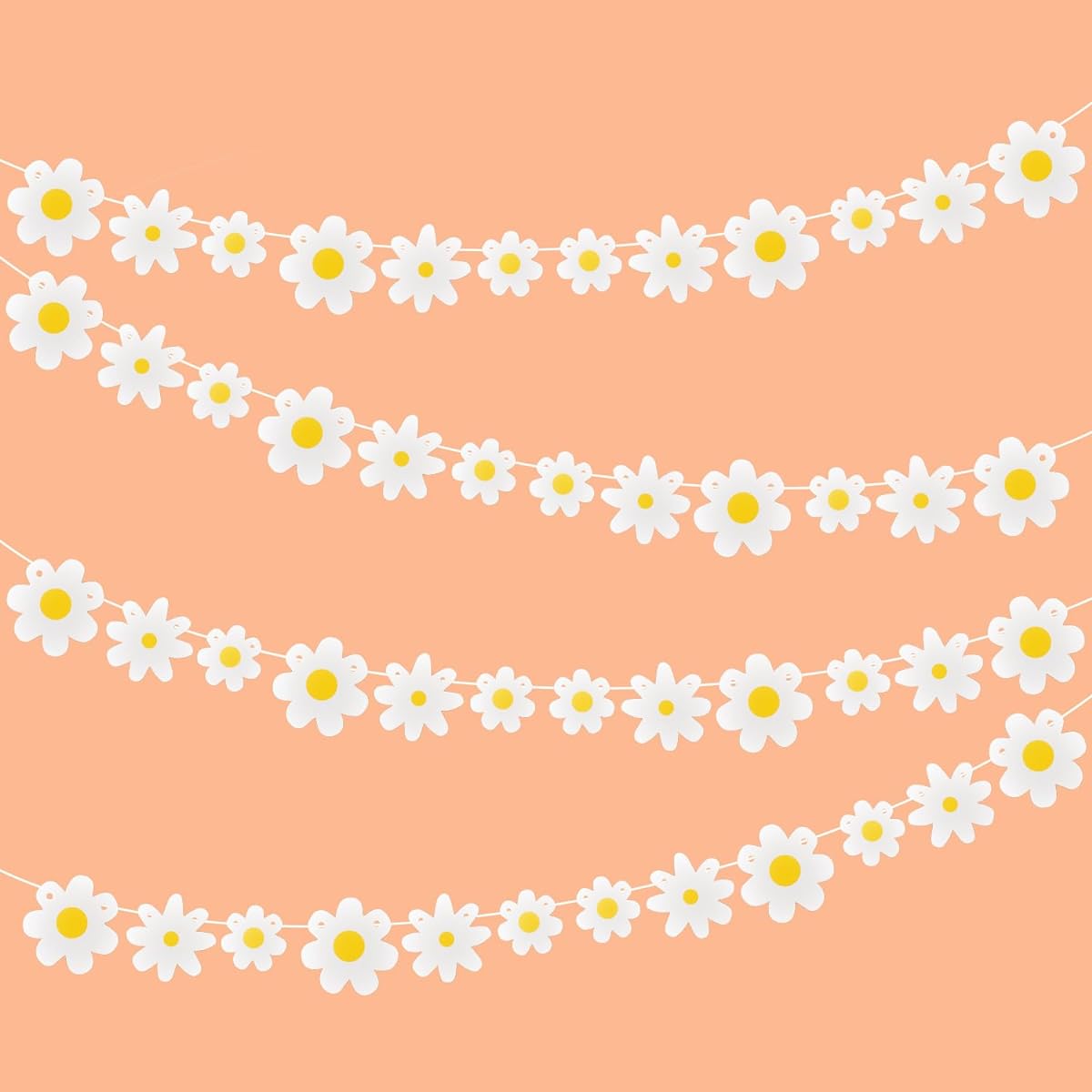 Daisy Party Banner Cute Daisy Party Decorations Spring Daisy Groovy Boho Party Banner Daisy Flower Banner Daisy Garland Birthday Nursery Party Home Decoration 4 Pieces