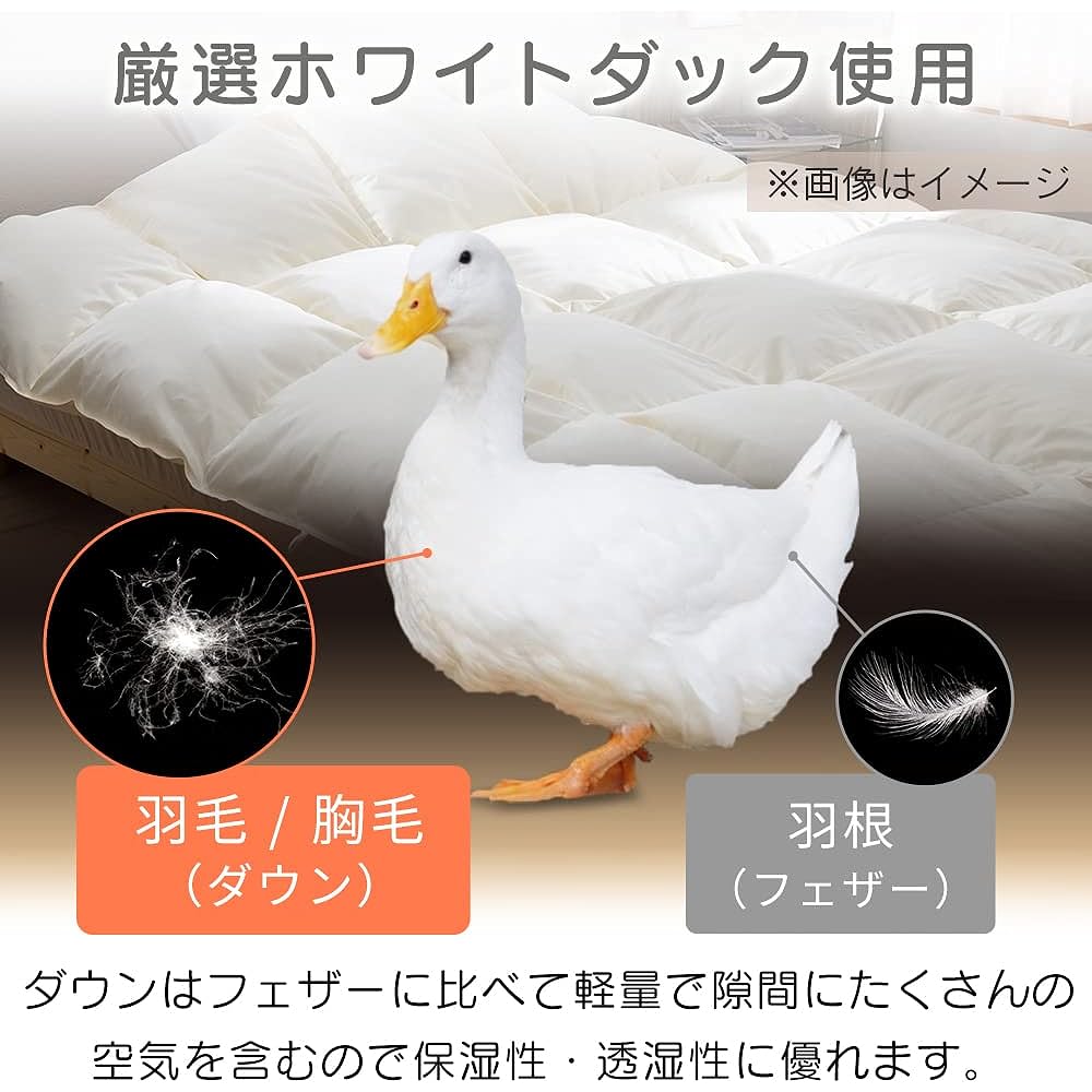 Iris Plaza Duvet, King, 85% White Duck Down, Made in Japan, CIL Red Label, Plenty of Volume, Reduced Allergens, Domestic Washing, Antibacterial and Odor Resistant, Power Up Treatment, Soft, Floral Pattern, Blue