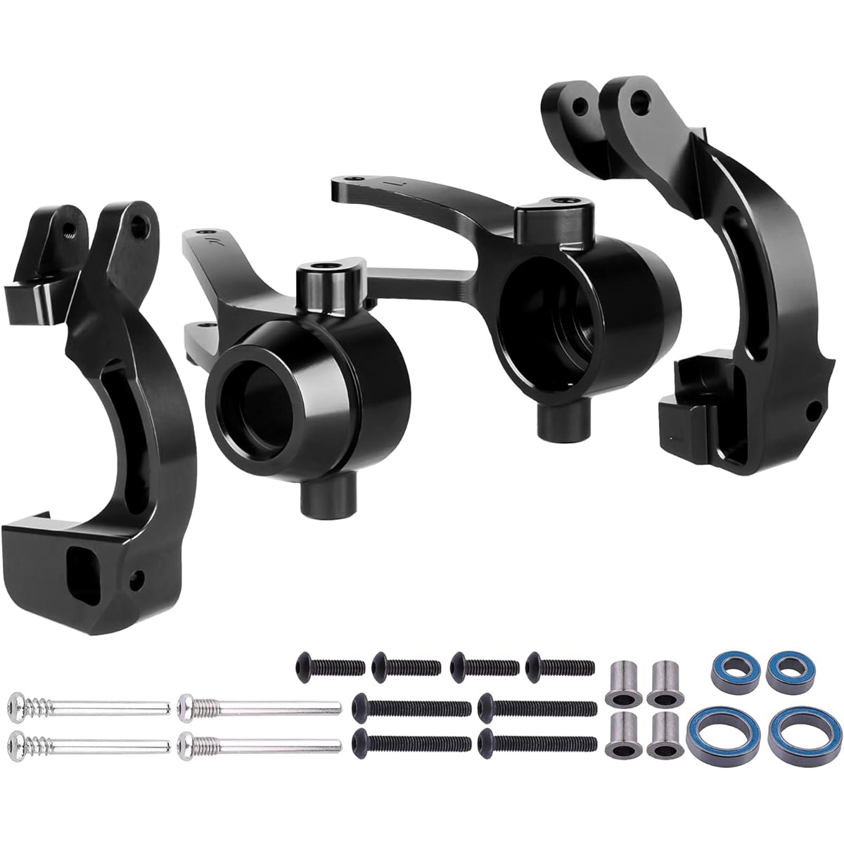 Hobbypark Aluminum Front Steering Knuckle Block & C-Hubs Caster Block for Arrma 1/10 Granite 4X4 Typhon Big Rock Senton, Replaces AR330469 AR330442 (Black)