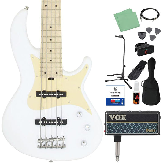 AriaProII RSB-618/5 WH 12-piece 5-string bass beginner set [with headphone amplifier] Jazz bass type AriaPro2