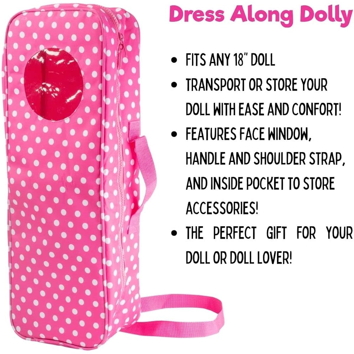Doll Storage Carry Case - (2 Pack Combo) for 18" Dolls - Organizer Storage Travel Case with Clear Window, Zipper and Carry Straps, Great Birthday Gift for Kids and Girls