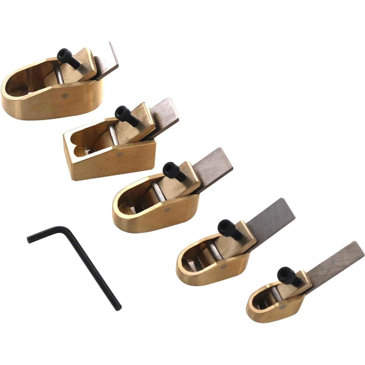 TISHITA 5Pcs Violin Thumb Planer Luthier Tool Repair Woodworking Thumb Planer with Wrench for Fine Craftsmanship Easy to Use for Wooden Stringed Instruments, Bronze