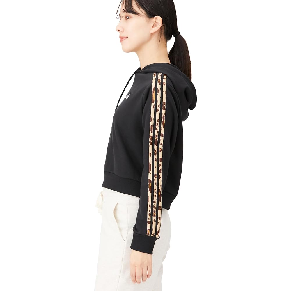 [Adidas] Sweatshirt Hoodie Essentials 3 Stripes Animal Print Relaxed Hoodie KLU38 Women's