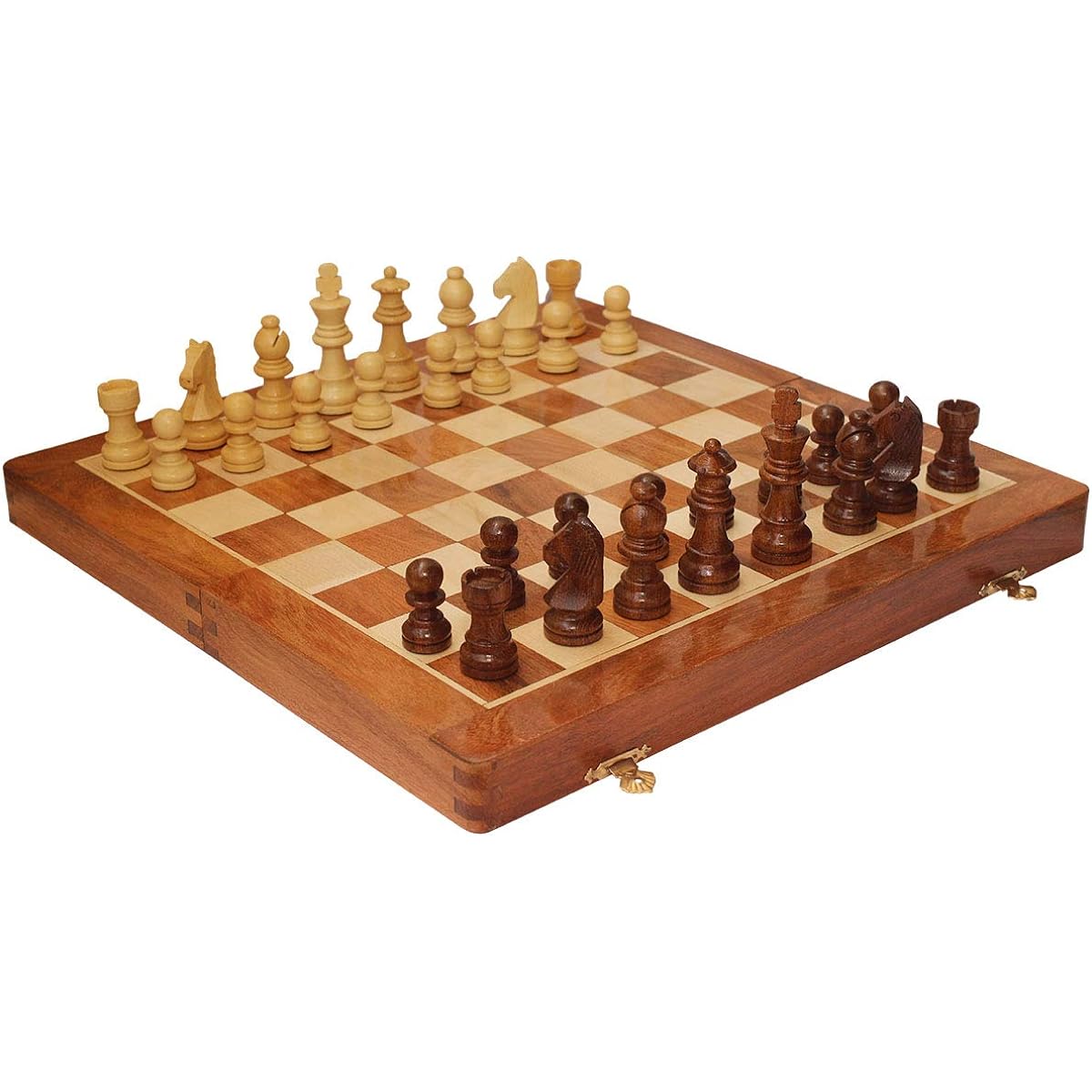 Chess Board Magnetic Chess Set with Extra Queen, 12" Foldable Small Chess Set with Wooden Case, Best Chess Set for Adults/Kids, Chess Checkers Set, Portable Wooden Chess Set