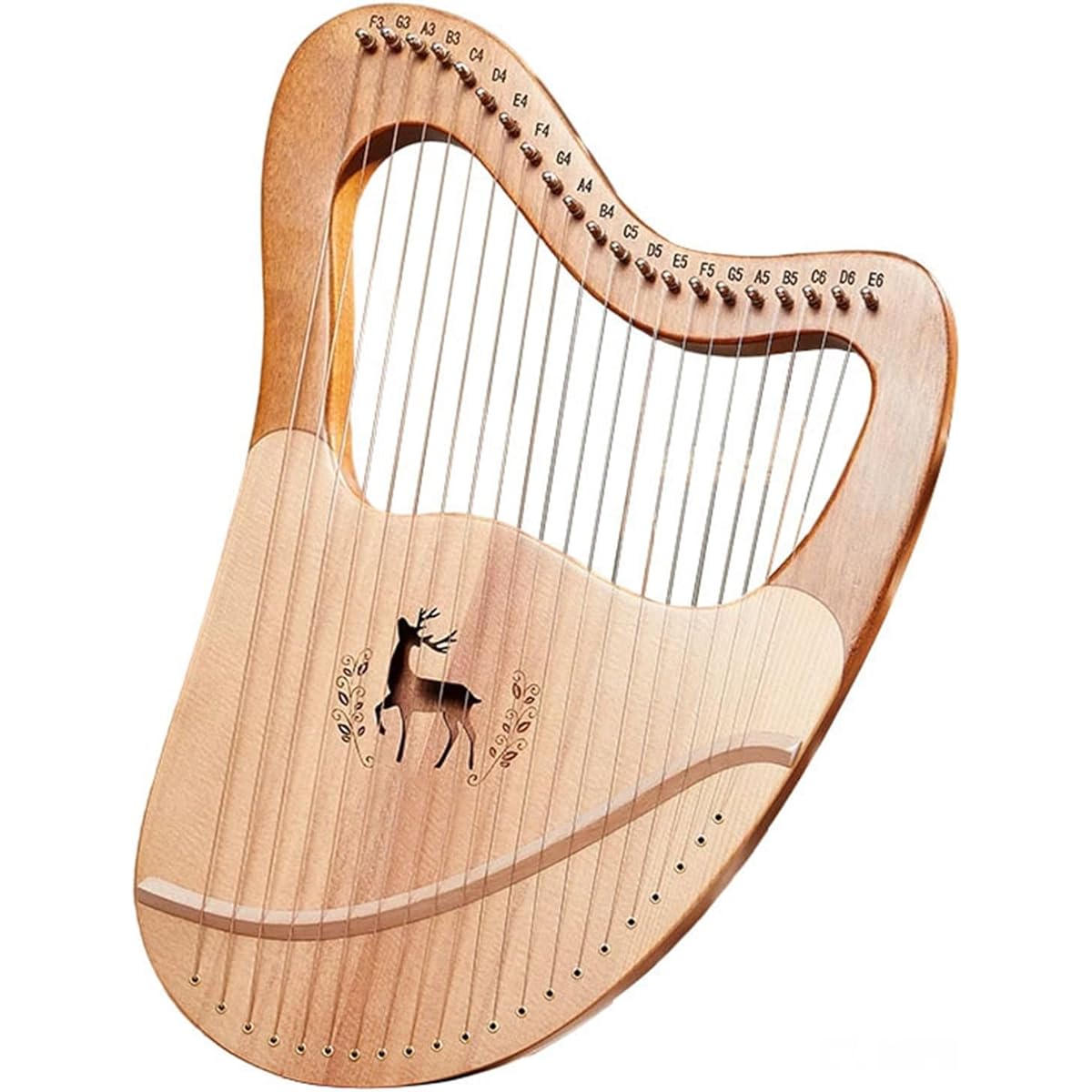 WowZza Lyra Set Small Solid Wood Portable Musical Instrument Lyra Harp for Beginners/21 Strings Wood Color/Small