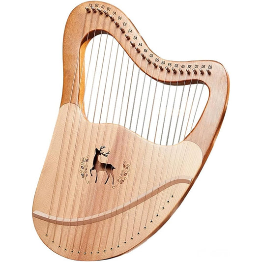 WowZza Lyra Set Small Solid Wood Portable Musical Instrument Lyra Harp for Beginners/21 Strings Wood Color/Small